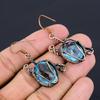 Blue Topaz Earrings, 999 Copper Wire Wrapped  Gemstone Jewelry, Handmade Earrings, For Thanksgiving