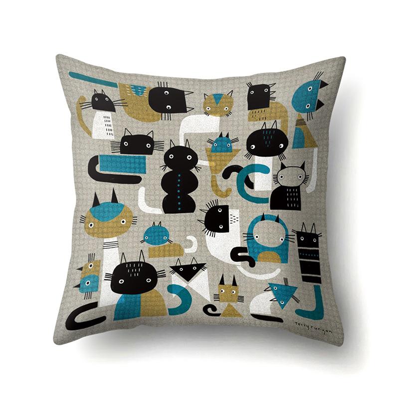 Polyester Pillowcase Cartoon Printed Animal Peach Leather Velvet Pillowcase Waist Cover Car Waist Cushion Cover