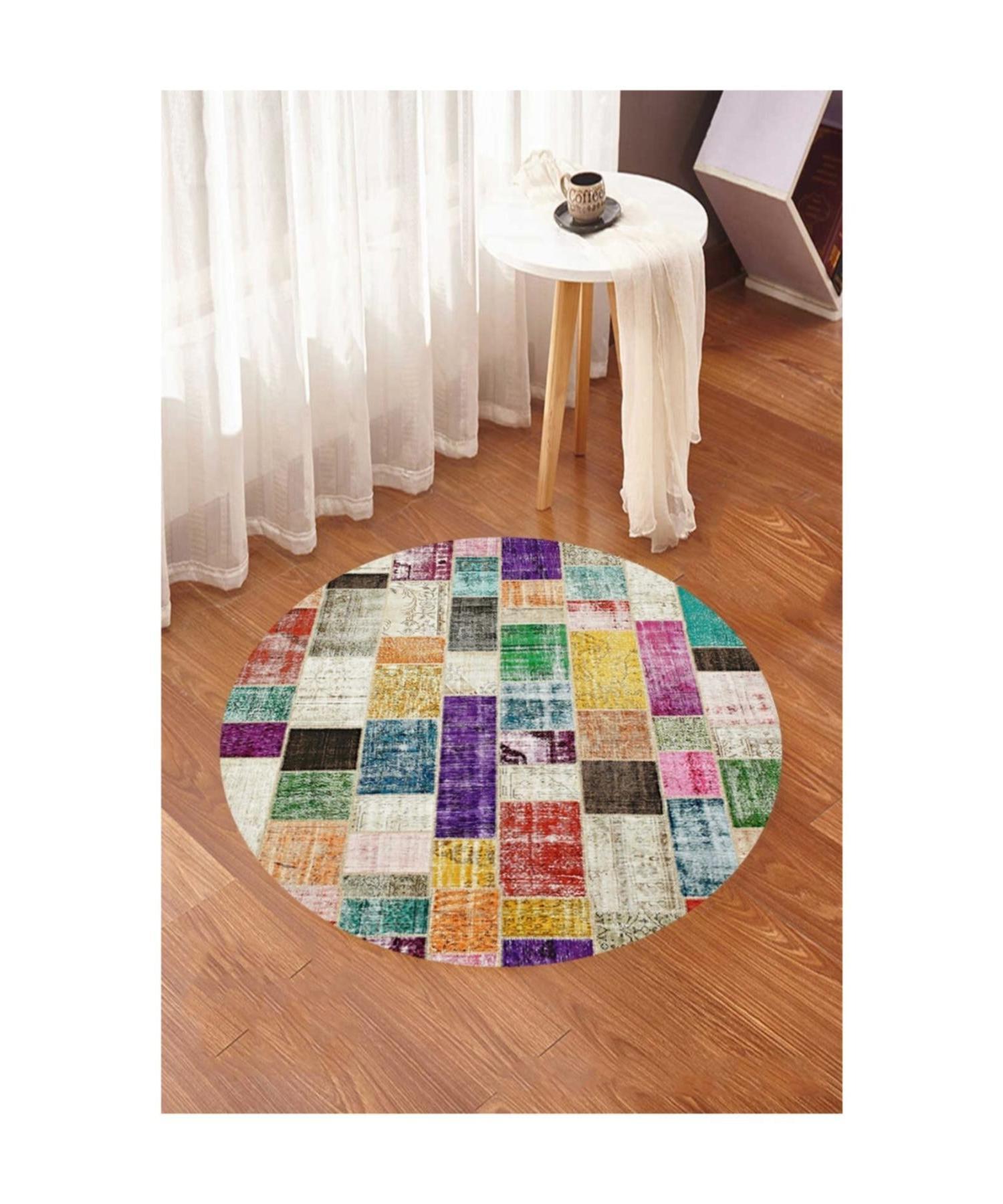 

Красочный клетчатый круглый ковер