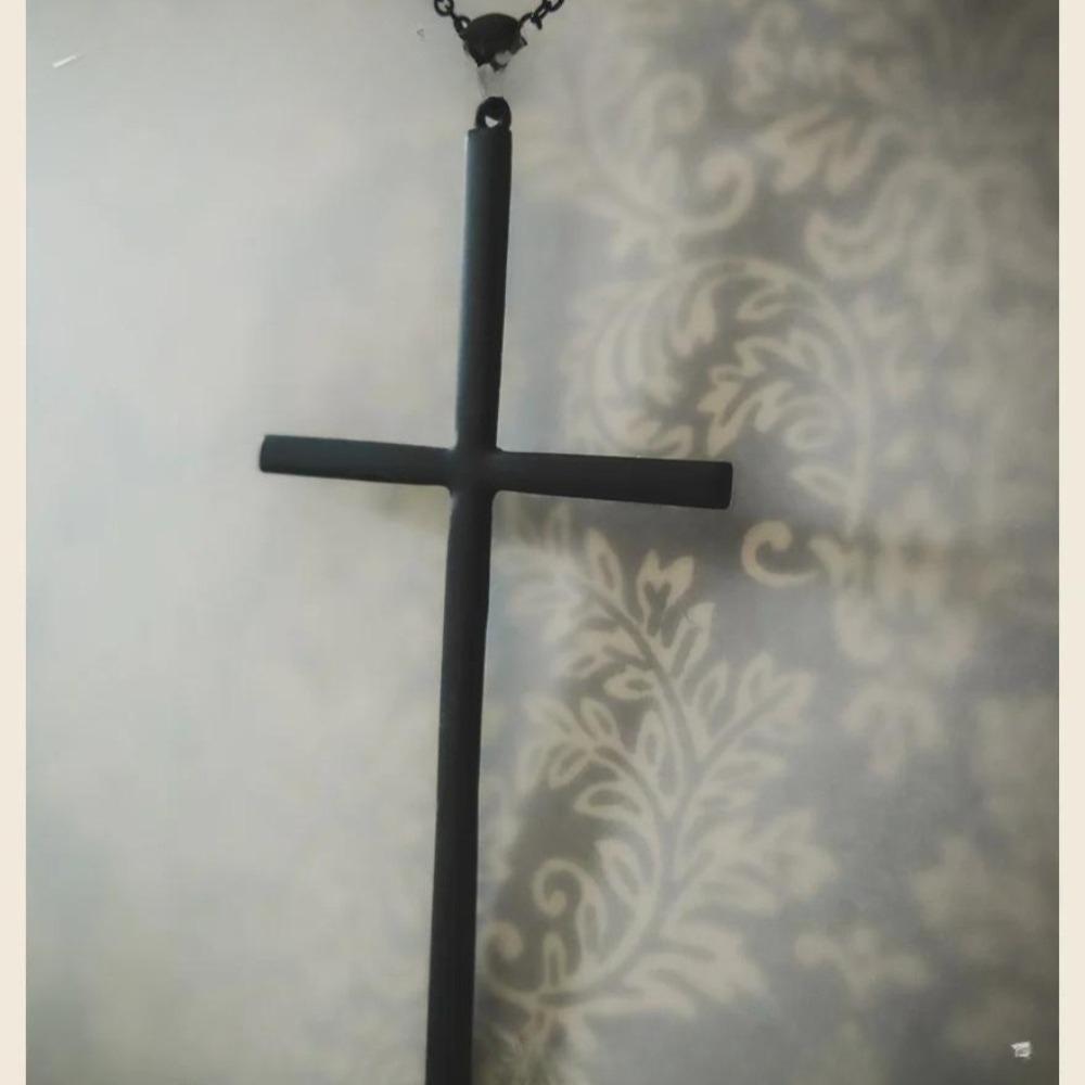 Gothic Victorian Black Cross Pendant Necklace for Women Men Halloween Personality Minimalism Amulet Collar Chain Jewelry Gifts