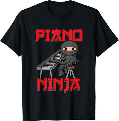Piano Ninja  Funny Keyboard Player Pianist Gift TShirt Custom Printed Graphic T Shirts Funny Shirt Camiseta Hombre