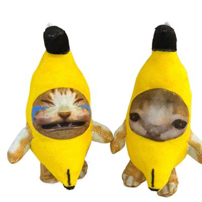 Banana Cat Doll Pendant Keychain Crying Happy Banana Cat Plush Pendant With Sound Toy Car Bag Funny Pendant Keyring Gifts Kids