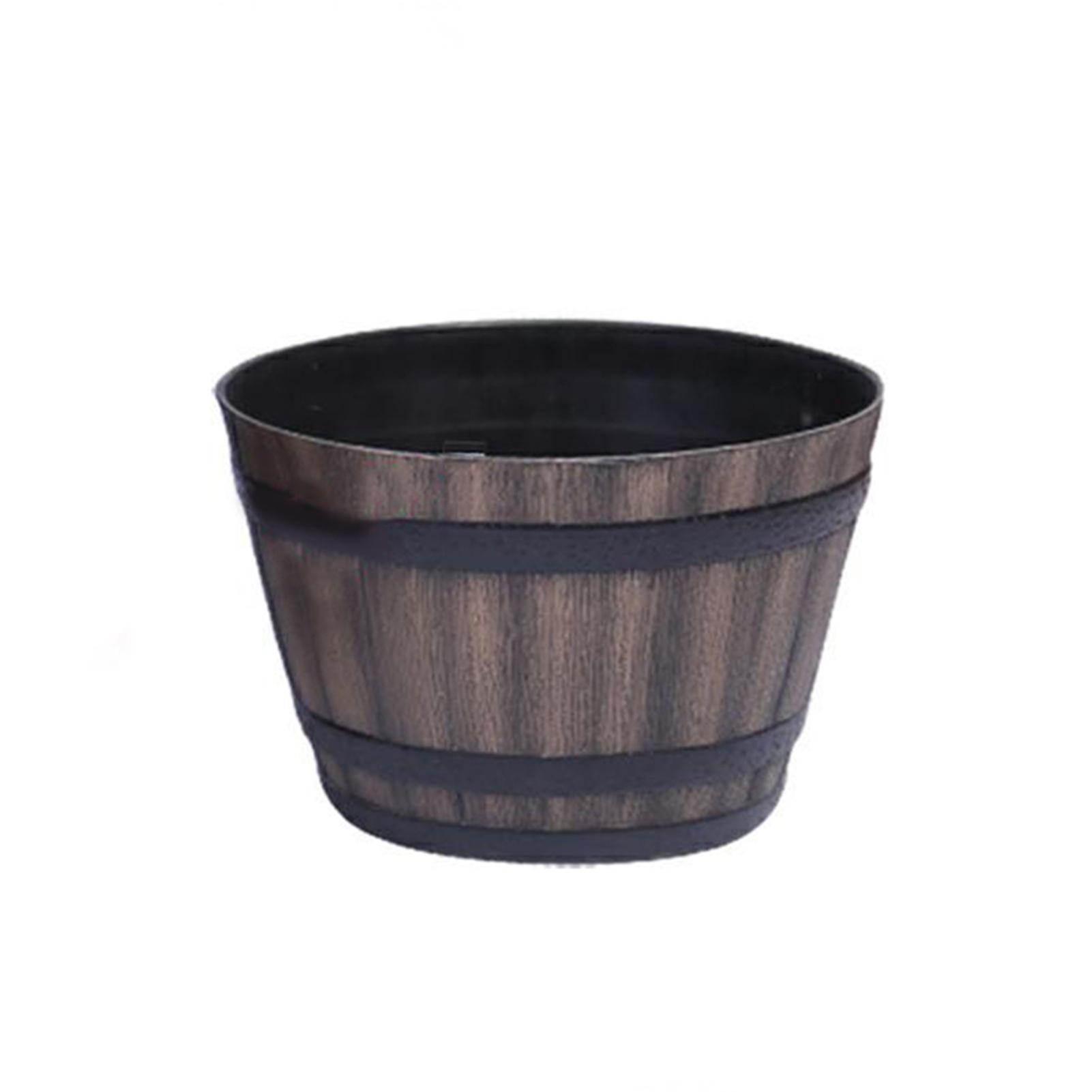 

Rustic Wooden Barrel Flower Pot Vintage Style Large Capacity Pots for Indoor Outdoor Garden Yard One
