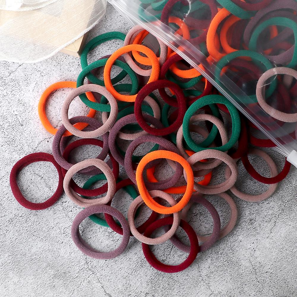 25 Colors 50/100PCS Elastic Black Hair Bands Ties 4cm Solid Color Headband for Women Girls Hair Accessories Gift Ponytail Holder
