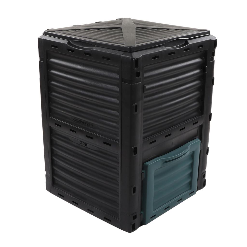 Compost Bin Composter 300L Capacity Hinged Upper Cover with Vent for Kitchen Garden