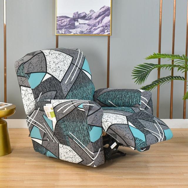 Printed Elastic Recliner Sofa Cover Soft Stretch Single Sofa Covers For Living Room Pets Kid Split Functional Lounger Chair Case