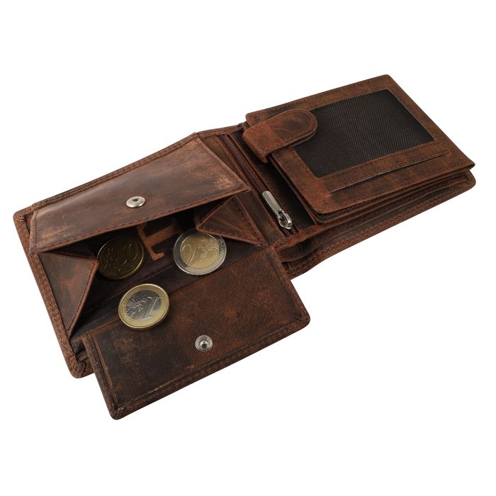 Portefeuille - AKZENT - format horizontal - cuir véritable - RFID - 6 fentes cartes
