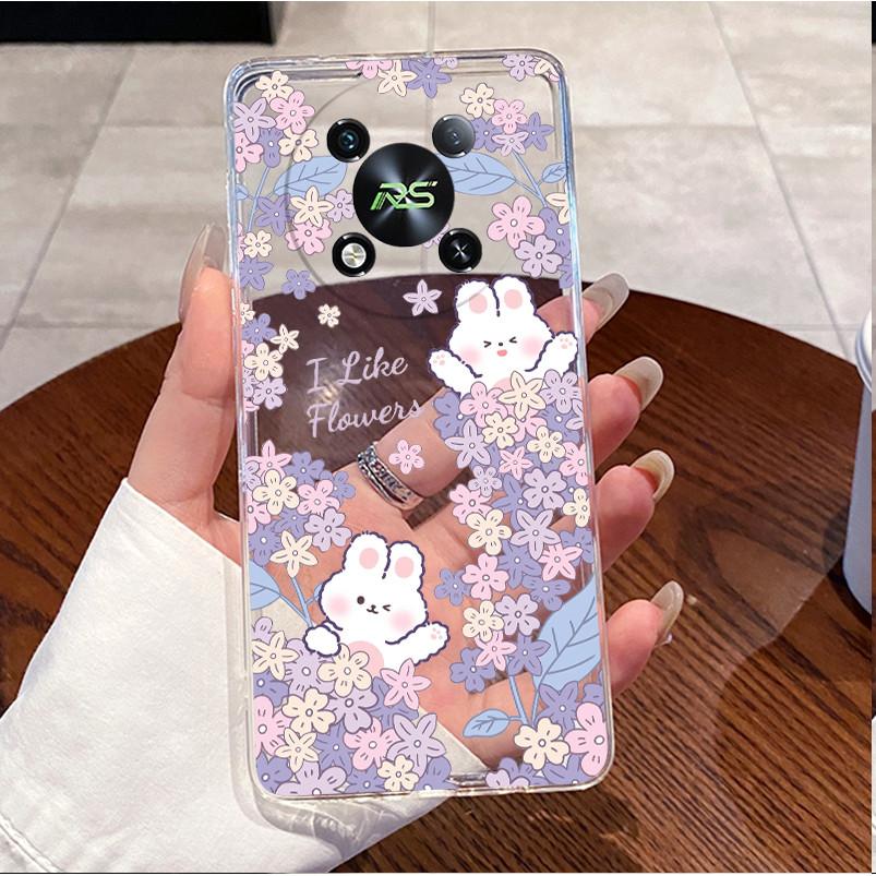 Hülle Für ITEL RS4 S666LN Gehäuse Luxus Niedlich Liebesherz Hase Lustiges Muster Transparentes TPU Weiches Silikon Handyhülle Rückseite