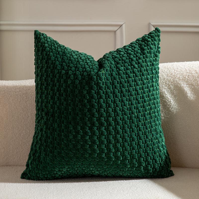 Weiche Samt Doppelseitiges Design Sofakissen Büro Rückenlehne Kissenbezüge Nachttisch Kissenbezüge Langlebig Bett Dekoration 40*40cm dunkelgrüne