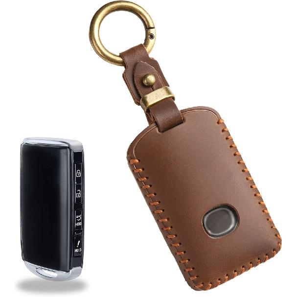 EASYANT Leather Key Fob Cover for Mazda 3 Hatchback CX5 CX90 -2025, Leather Car Remote Key Protector 4 Button Black