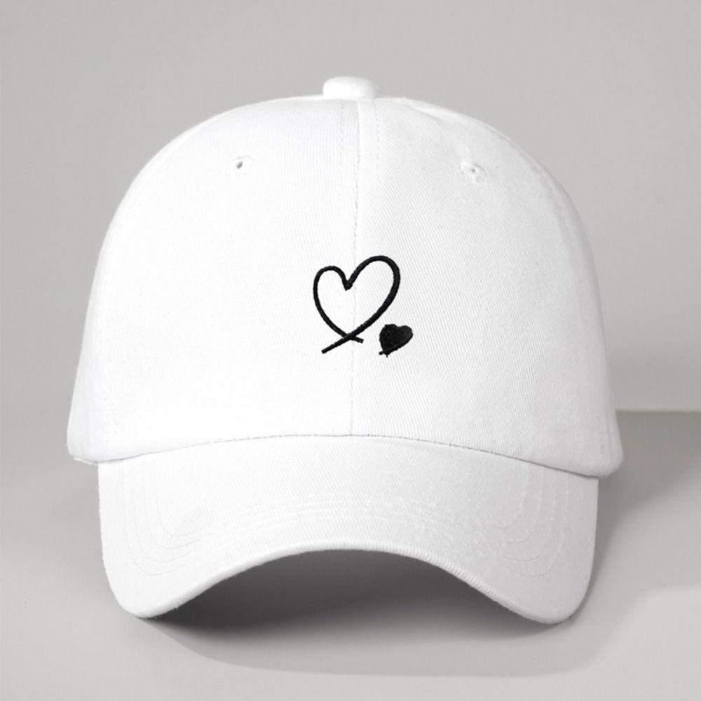 Fashion Heart Embroidered Baseball Cap Cotton Breathable Hip Hop Hat Casual Simple Peaked Cap Outdoor