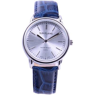 J-AXIS Men's MJG-D92-BL (SF MIJ Made In Japan Quartz Men's Sun Flame) Round Watch Blue Alloy Analog