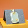 Hotan Jade S925 Silver Inlaid Safety Tag Pendant for Women