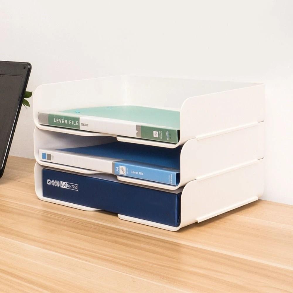 1 Pcs Desktop Organizer Stackable File Rack File Organizer Papers Rack Home Office Supply