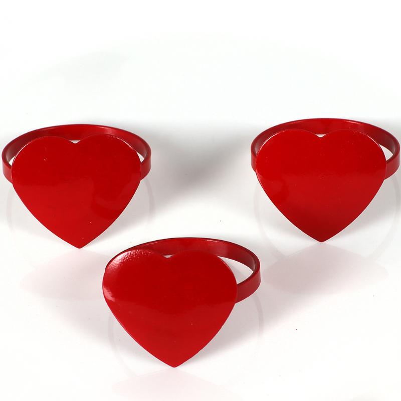 4Pcs Valentine'S Day Love Napkin Circle Dining Table Heart Shaped Tissue Buckle Wine Bouquet Ring Party Decoration Ornament