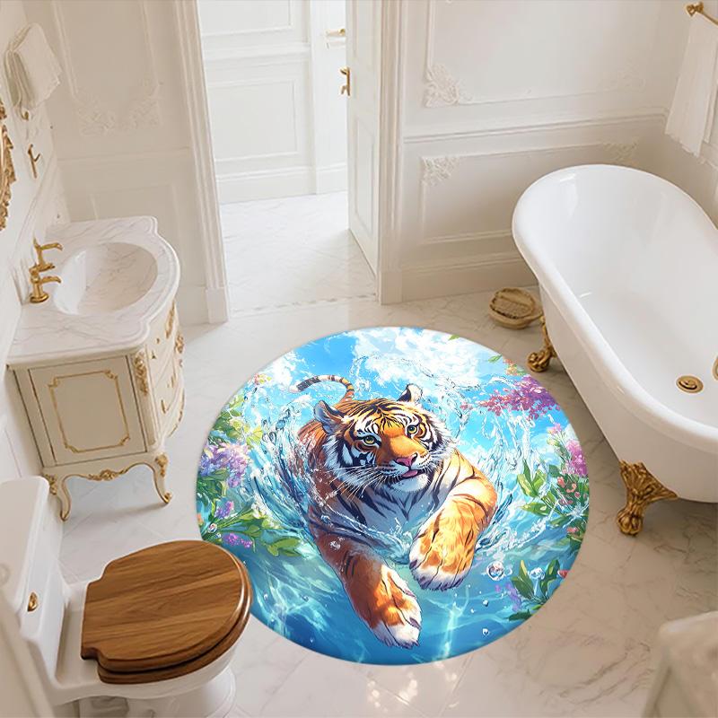 Marine Animals,Round Area Rug,Carpet Rug for Living Room Bedroom Sofa Playroom Decor,Non-slip Floor Mat