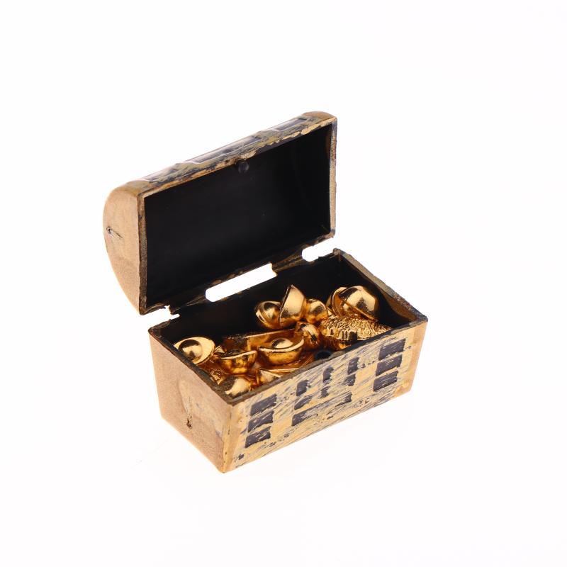 1:12 Casa de Muñecas Miniatura Cofre del Tesoro Pirata Lingote Barra de Oro Muebles Decoración Modelo para el Hogar Juguete Accesorios Casa de Muñecas