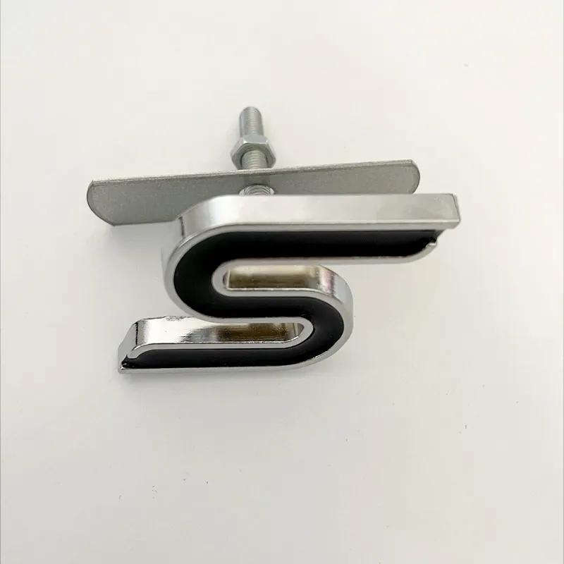 PLL18 3D Metal S Logo Front Grille Emblem Badge Car Rear Trunk Stickers For Ford Focus Fiesta Escape Ecosport Kuga Mondeo Accessories