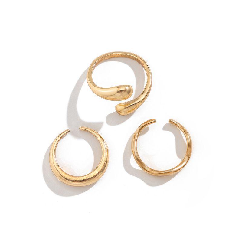 

3-Piece Set Asymmetrical Curved Ring Suit European and American Fashion Minimalist Fashion Small Internet Celebrity Temperament Ring Combination Light Gold