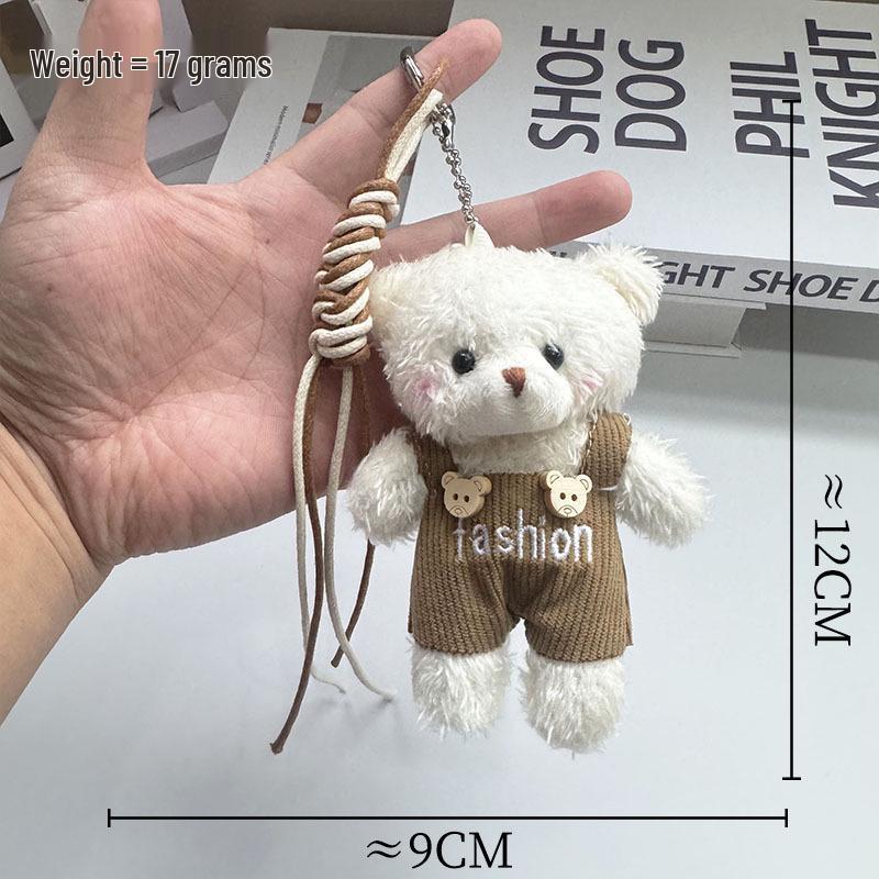 Cute Bear Plush Keychain: Women's Overalls Pendant & Bag Accessory