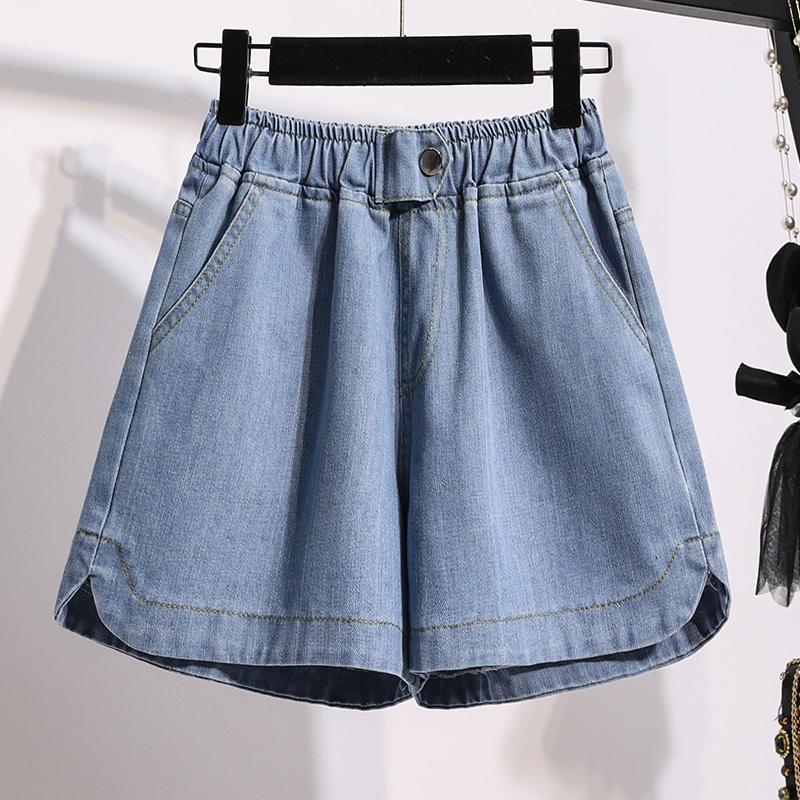 

High Waist Wide Leg Jeans Women s Summer Thin Straight Cut Casual Shorts Comfortable Plus Size Denim Skinnies for Plus Size 5XL світло-синій колір