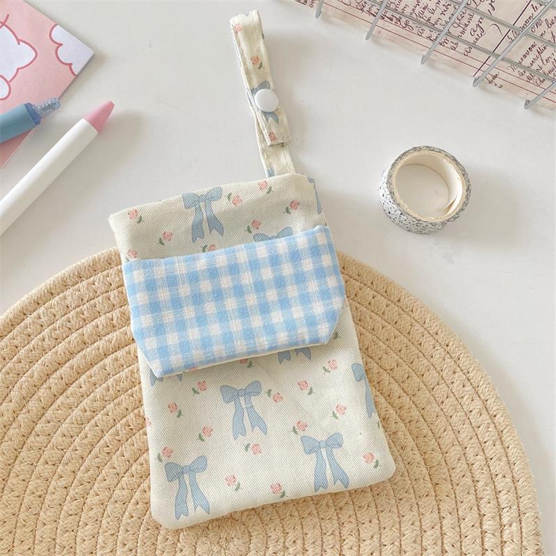 Cute Bowknot Floral Nurse Pencil Case Storage Bag Chest Pocket Large Capacity Handbag Women Portable Double-Layer Pen Bag Gifts