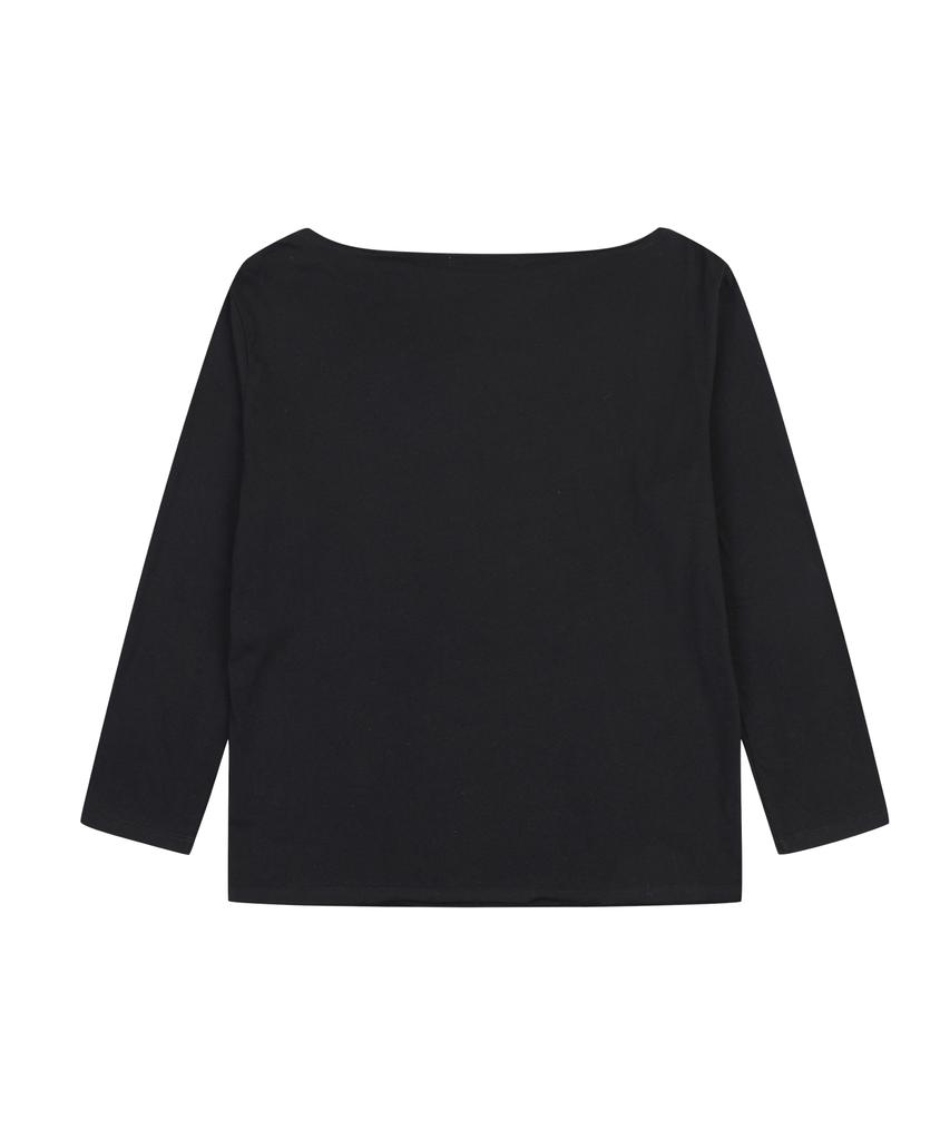 ORDINARY HOLIDAY Applique Long Sleeve T-Shirt [Black]