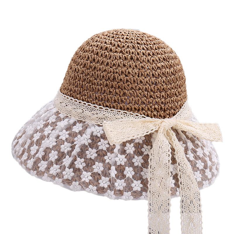 Spring and summer new fashion small fresh lace mesh three-dimensional small flower bucket hat outdoor travel sweet sun hat