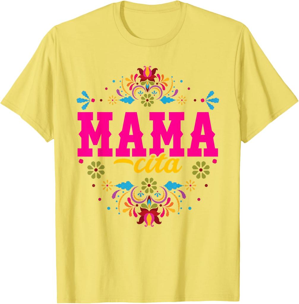 Mamacita Fiesta Floral Graphic Tee Shirt Mother's Day Birthday Gift Casual Crewneck