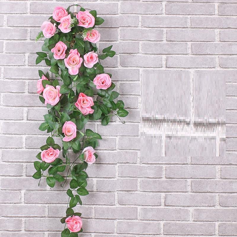 Simulation Flowers Vines Silk Roses Wall Hanging Wedding Decor Artificial Rose Vine Living Room Shopping Mall Decoration Flower
