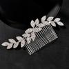 Cross-Border European and American Simple Bridal Hair Comb Wavy Rhinestone Leaves Multi Teeth Accessories