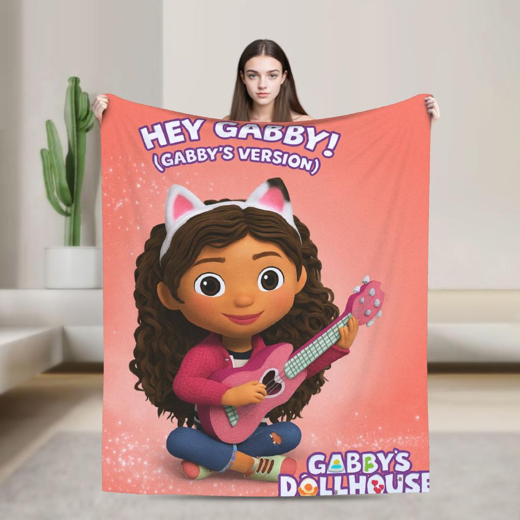 G-Gabby’s Dollhouseds Plush  Warm Soft Blanket  Children Plush Throw Blanket Print Couch Chair Flannel Bedspread Sofa Bed Cover