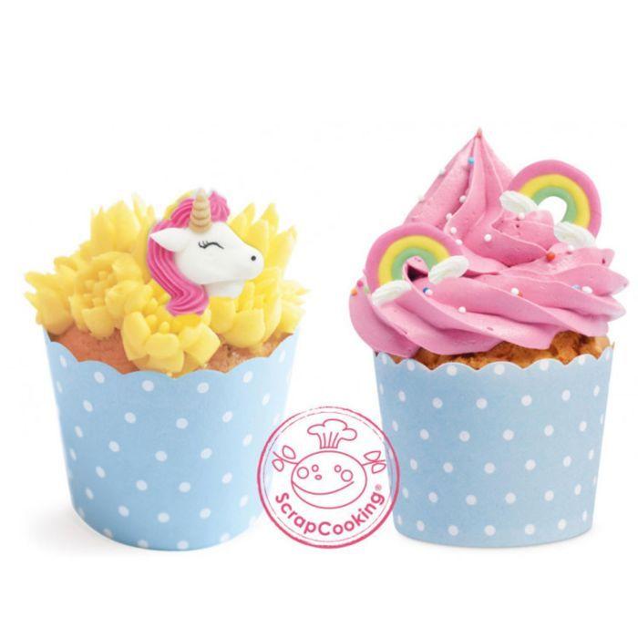 6 Unicorn and Rainbow Sweet Decorations + Black Icing Pen