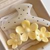 Korean-Style Milky Yellow Ombre Polka Dot Sunflower Claw Hair Clip