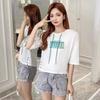 Short Sleeve 7 / 3 Sleeve Hooded Sweater Women's Middle Sleeve Spring and Summer Korean Loose Hooded Top