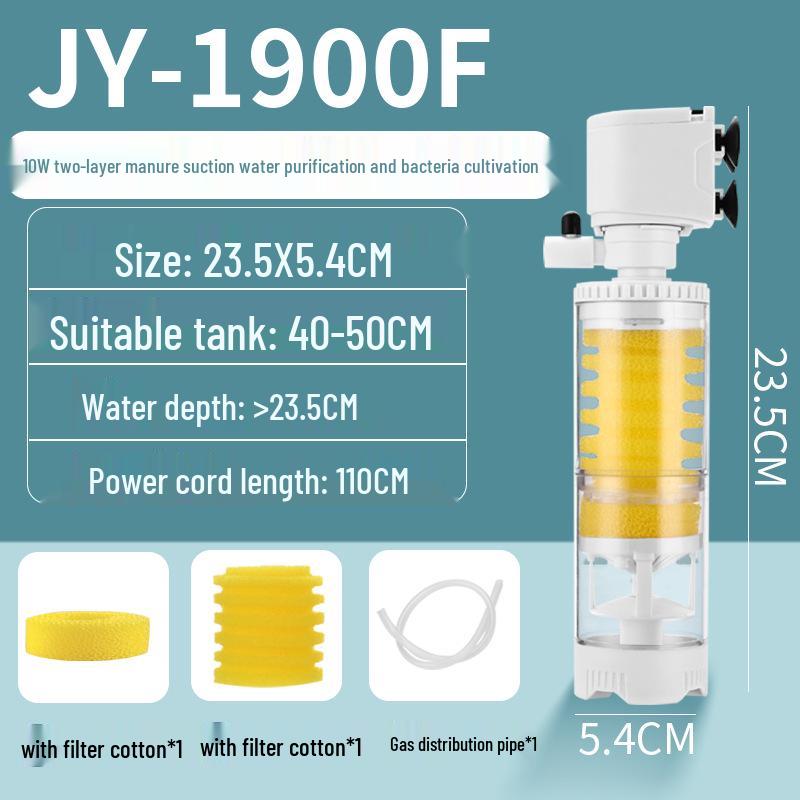 3-in-1 Aquarium Filter & Feces Separator with Built-in Circulating Water Pump