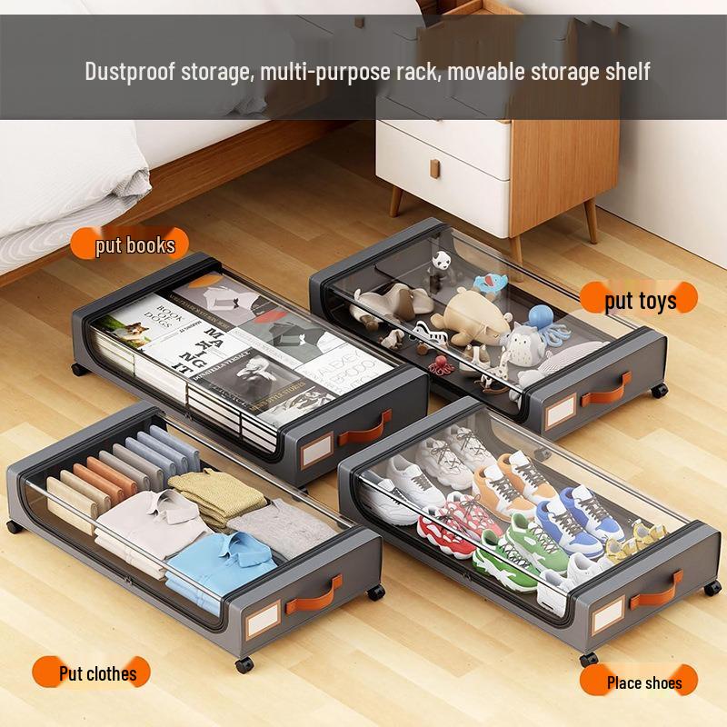 Oxford Cloth Under-Bed Storage Box with Wheels for Clothing and Sundries