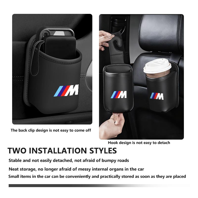 NTSM5 Leather Car Seat Cup Holder Hang Drink Storage Box Accessorie For BMW 1 3 5 7 Series M F01 F20 F10 F13 E52 E53 E60 E93