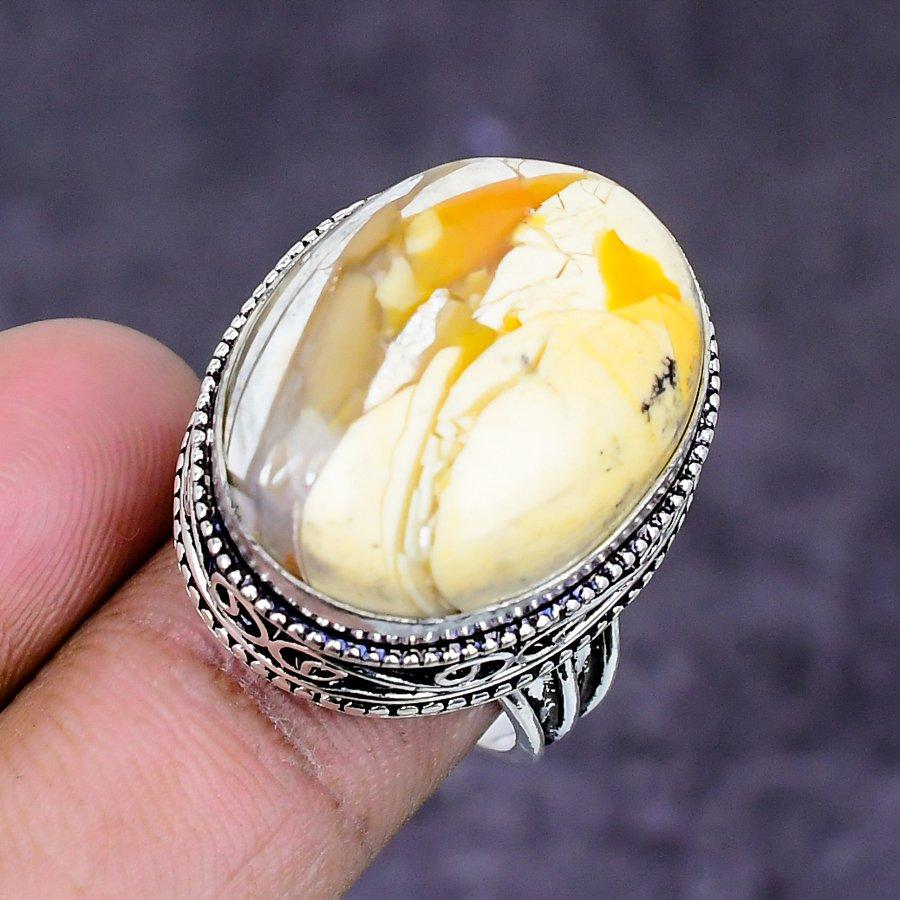 Natural Brecciated Mookaite 925 Sterling Silver Jewelry Ring Size 7.5 ETC-14855