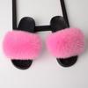 Furry Slippers for Women The Same Style In Summer Real Fox Fur Slippers Plus Size Female Sandals