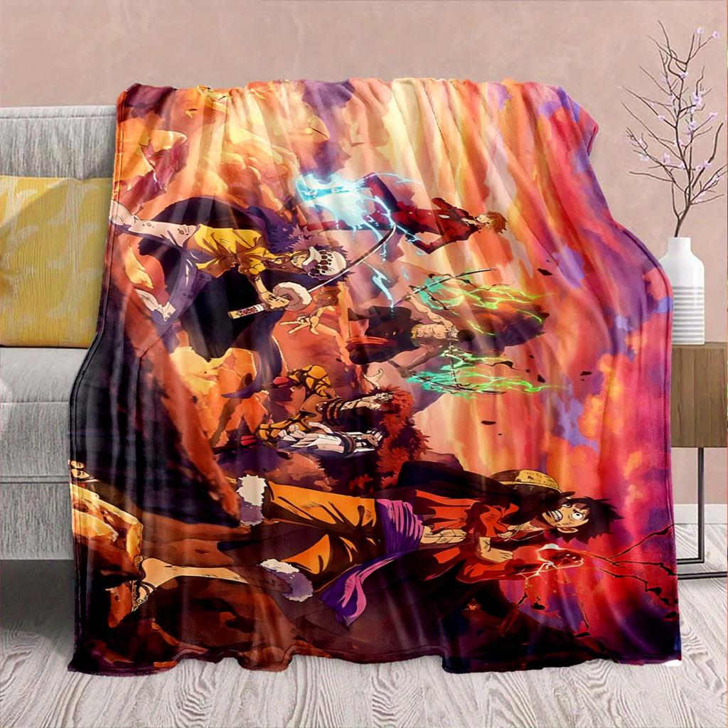 One Piece Anime Flannel Blanket - Soft Warm Perfect for Sofa, Bedding Camping Travel Office Home Decor -QJY