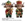 Exquisite Christmas Collectibles 2 Pcs Nutcracker Highland Cow Figurine Wooden Scottish Cattle Statue with Trumpet Playing Musical Ornaments