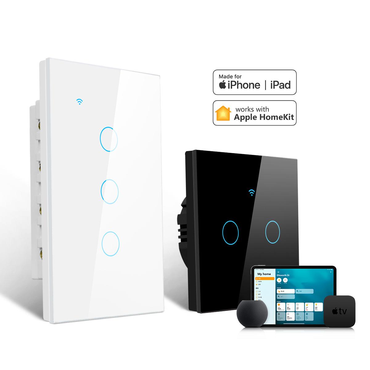 

[Сертификация MFI] Apple Homekit Smart LED Light Switch Wi-Fi Сенсорный датчик Настенные выключатели Умный дом Siri Control