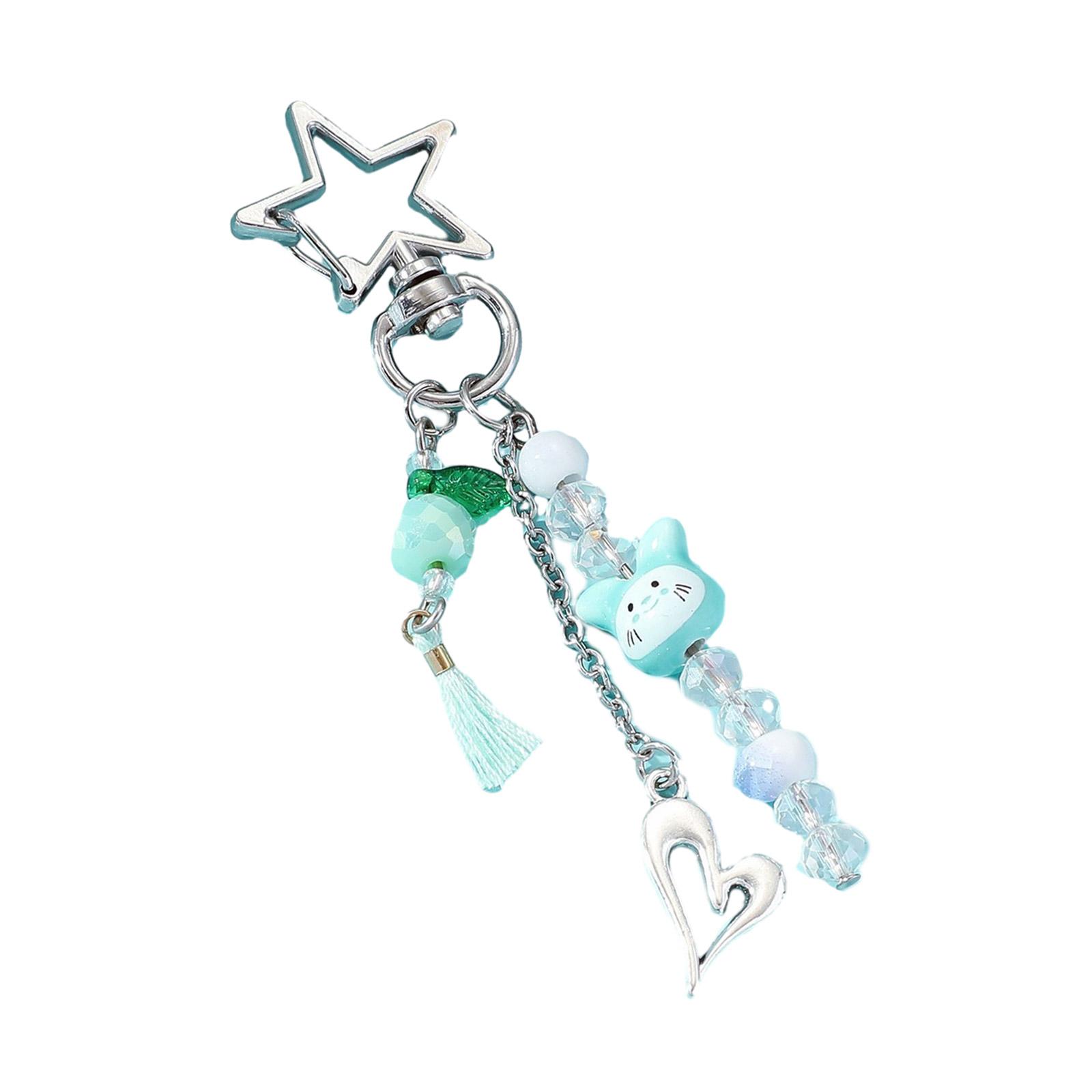 Y2k Girl Heart Crystal Acrylic Star Butterflies Pendant Hollow Love Keychain светло-синий