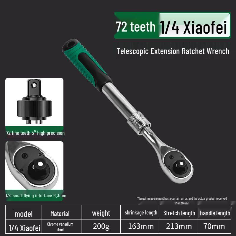 Telescopic Ratchet Wrench: 72-Teeth Bi-Directional Socket for Auto Repair