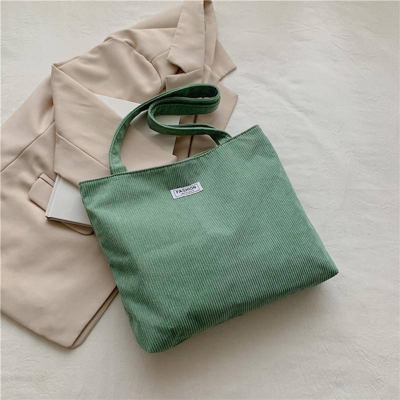 Korean Style Cotton Tote Bag for Women Solid Color Large Capacity Handbag Fashionable Casual Shoulder Purse CLE