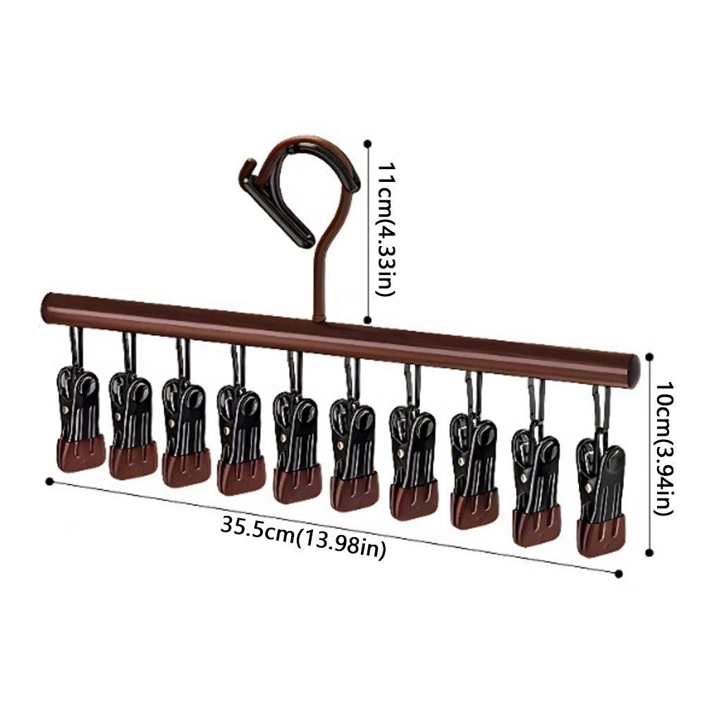 10 Clips Clothes Drying Rack Anti-Slip Windproof Hanging Rack Non-marking Rotatable Clothes Hanger Student Dormitory