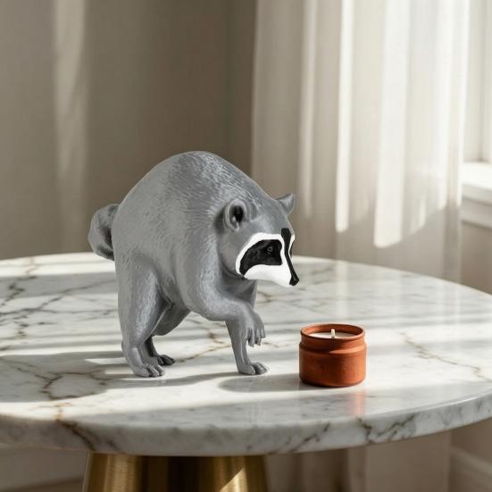 Fine Craftsmanship Ornaments 3D Printed Raccoon Figurine, Realistic Animal Statue, Decorative Desktop Ornament Durable Pla for Home Living Room