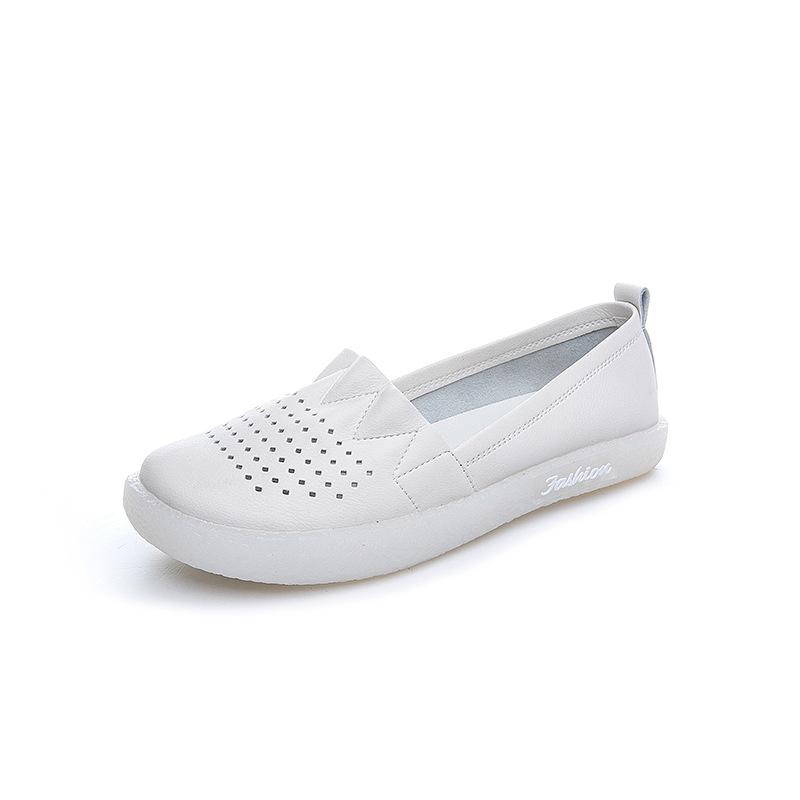 2025 Women's Summer Breathable Soft Sole Genuine Leather Cutout Loafers, Flat Shoes for Pregnancy, Plus Size Available