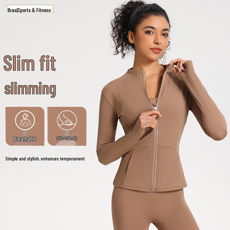 Giacca da Corsa da Donna Slim Fit ad Asciugatura Rapida - Manica Lunga, Top Casual con Zip per Palestra e Yoga, Primavera/Autunno.